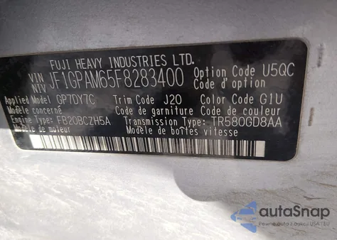 2015 Subaru Impreza 2.0I Limited z USA, uszkodzony, nr VIN JF1GPAM65F8283400